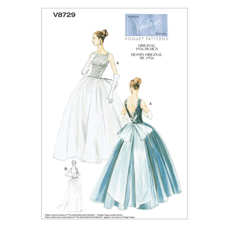 Patron Vogue 8729 AA - Robe de bal style princesse des années 1950
