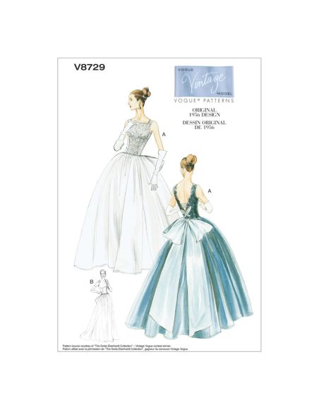 Patron Vogue 8729 AA - Robe de bal style princesse des années 1950