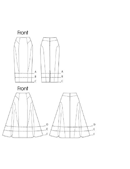 Patron Vogue 8750 D - Jupes styles crayon et tulipe