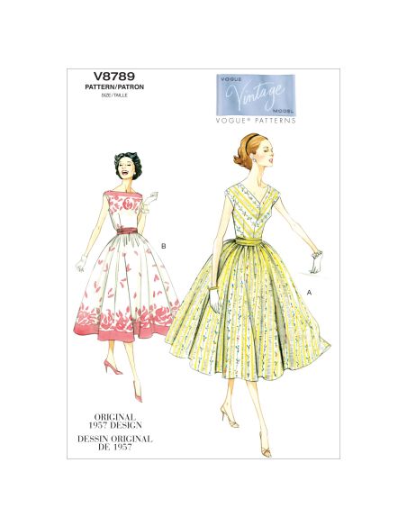 Patron Vogue 8789 E5 - Robes femme style années 1950
