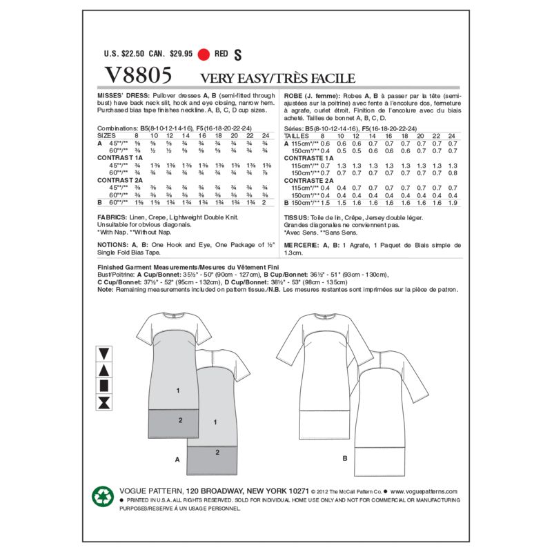 Patron Vogue 8805 B - Robes femme