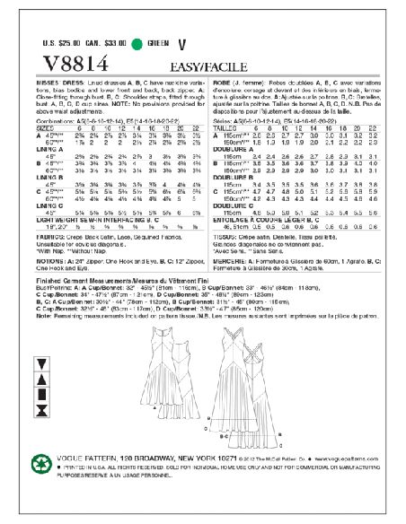 Patron Vogue 8814 A - Robes femme coupe sirène