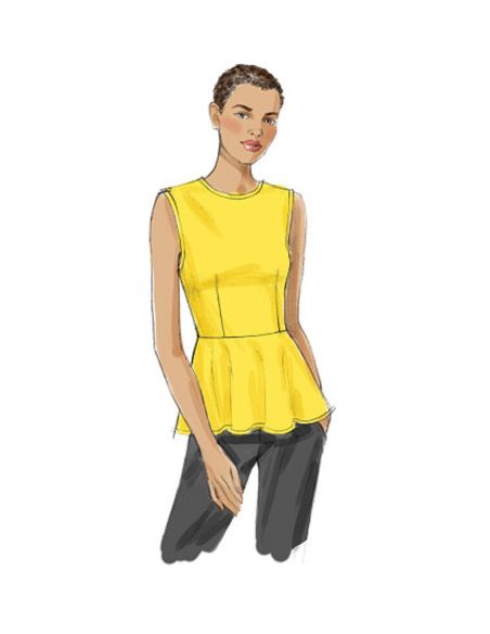 Patron Vogue 8815 B - Blouses et tops pour femme, coupe taille haute