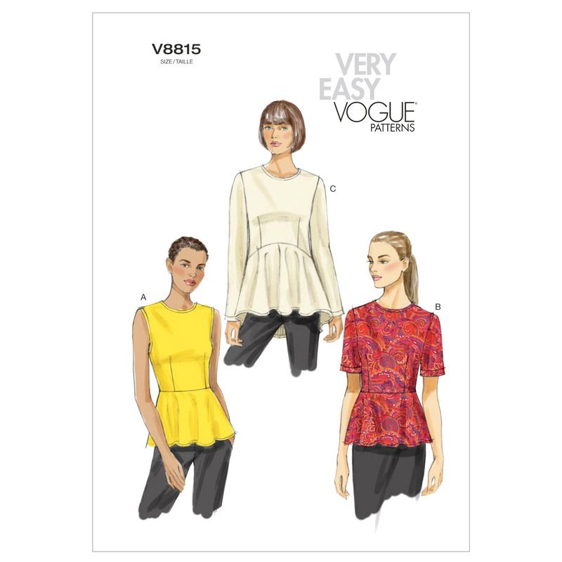 Patron Vogue 8815 B - Blouses et tops pour femme, coupe taille haute