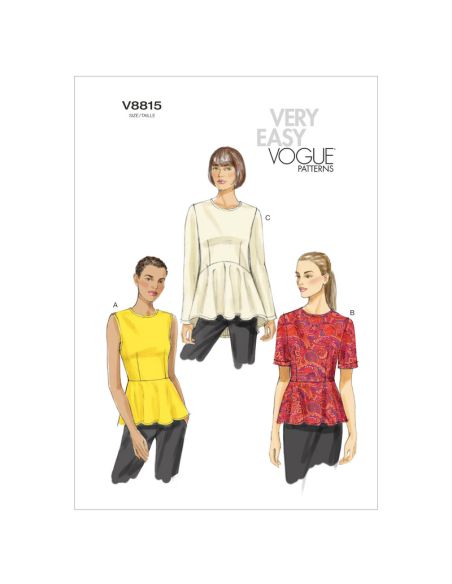 Patron Vogue 8815 F - Blouses et tops pour femme, coupe taille haute