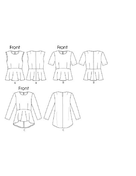 Patron Vogue 8815 F - Blouses et tops pour femme, coupe taille haute