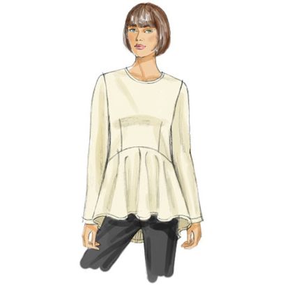 Patron Vogue 8815 F - Blouses et tops pour femme, coupe taille haute 2