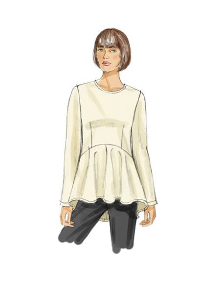 Patron Vogue 8815 F - Blouses et tops pour femme, coupe taille haute