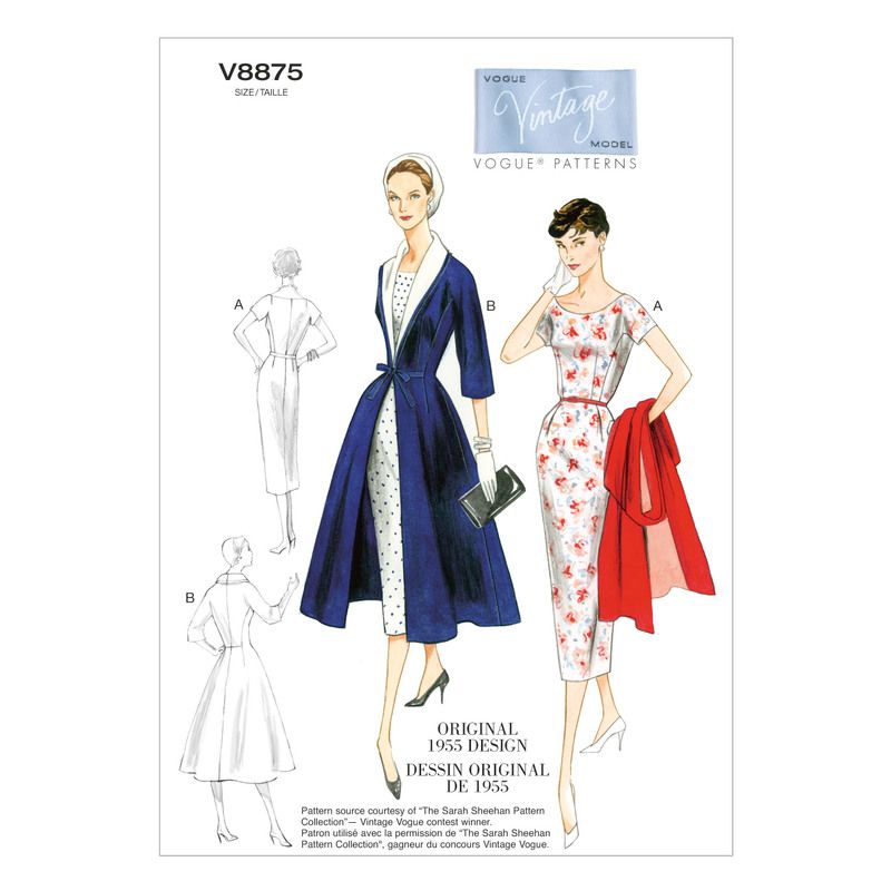 Patron Vogue 8875 B5 - Ensemble femme style années 1950 : robe et veste