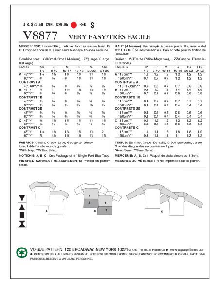 Patron Vogue 8877 ZZ - Haut ample