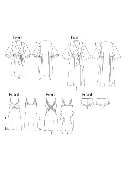 Patron Vogue 8888 A5 - Ensemble de lingerie en dentelle pour femme