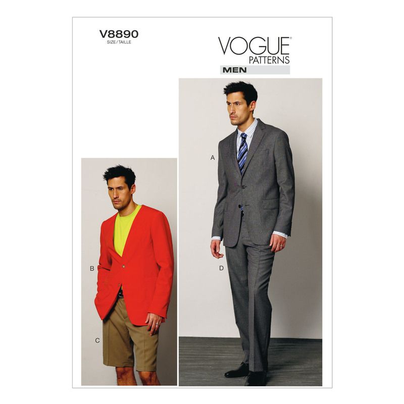 Patron Vogue 8890 MUU - Ensemble tailleur homme comprenant veste, short et pantalon