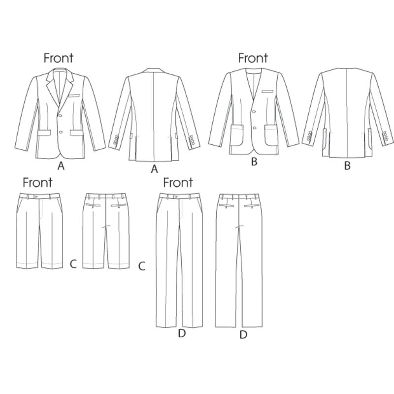 Patron Vogue 8890 MXX - Ensemble tailleur homme comprenant veste, short et pantalon