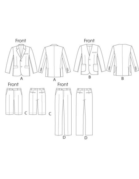 Patron Vogue 8890 MXX - Ensemble tailleur homme comprenant veste, short et pantalon