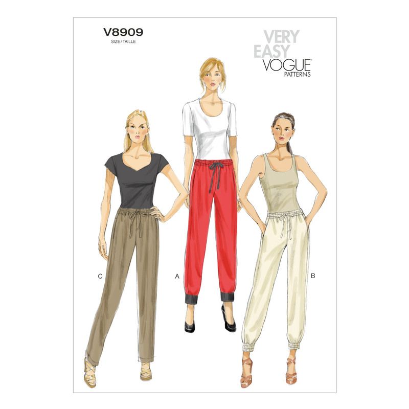 Patron Vogue 8909 Y - Pantalons sportswear pour femme à taille élastique