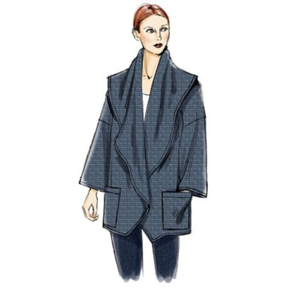 Patron Vogue 8930 Y - Manteau femme avec col large et renversé 2