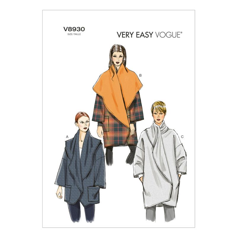 Patron Vogue 8930 Y - Manteau femme avec col large et renversé