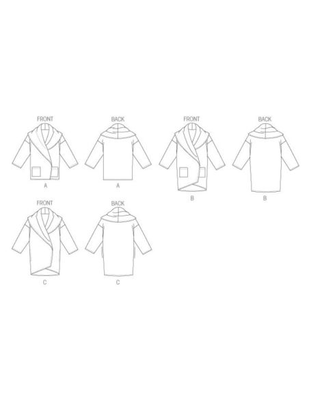 Patron Vogue 8930 Y - Manteau femme avec col large et renversé