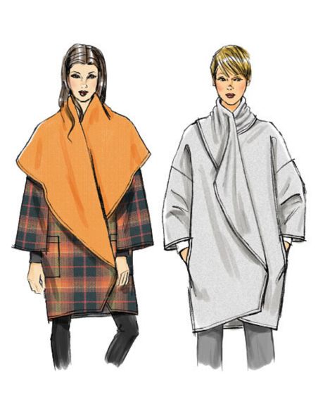 Patron Vogue 8930 Y - Manteau femme avec col large et renversé