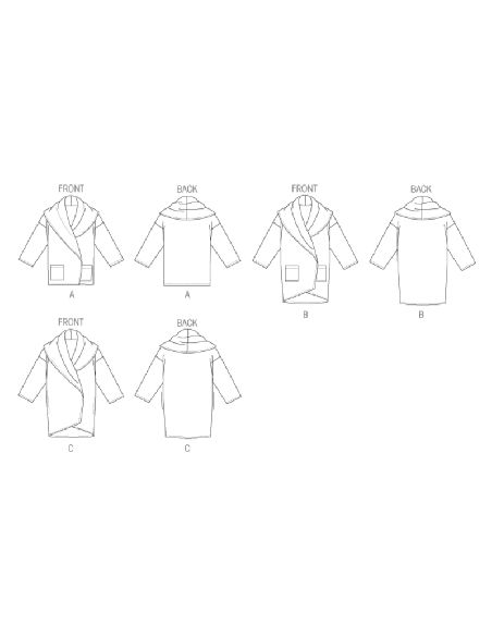 Patron Vogue 8930 Y - Manteau femme avec col large et renversé