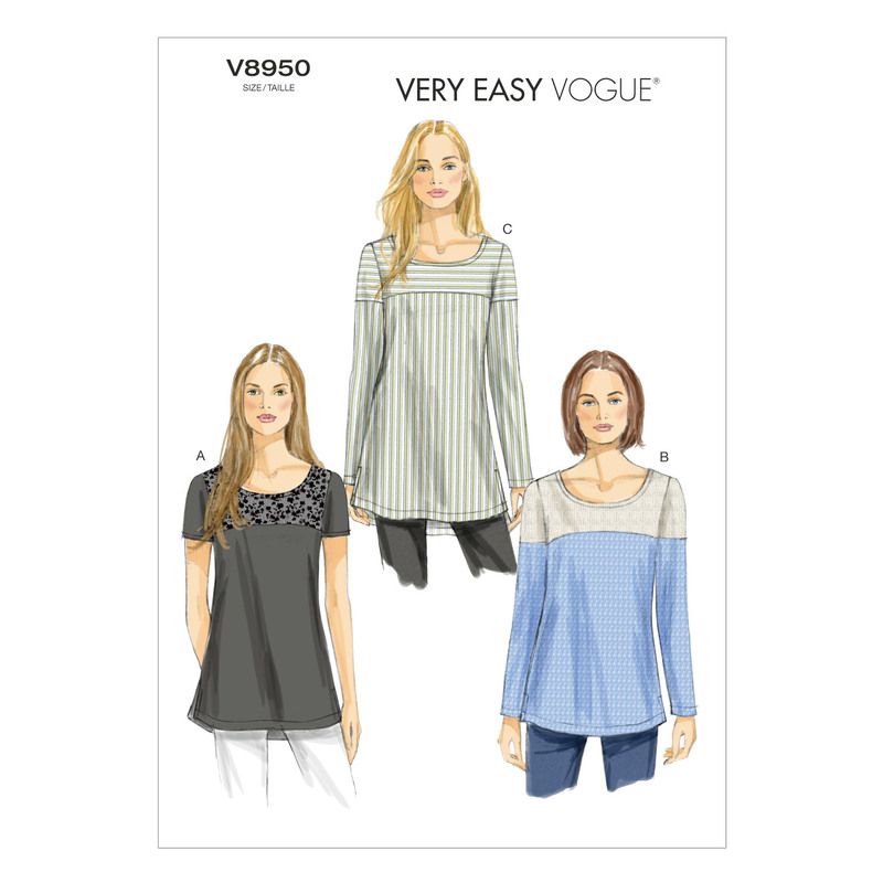 Patron Vogue 8950 A5 - Top & Blouse femme en deux couleurs