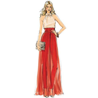 Patron Vogue 8955 A5 - Jupe-culotte femme avec ceinture Cummerbund 2