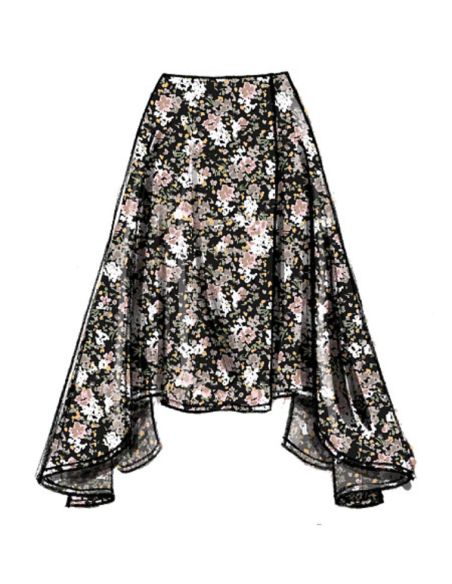Patron Vogue 8956 A5 - Jupe portefeuille pour femme à pan asymétrique
