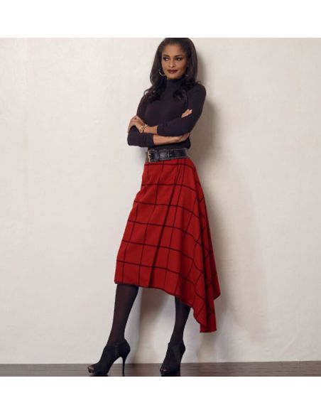 Patron Vogue 8956 A5 - Jupe portefeuille pour femme à pan asymétrique