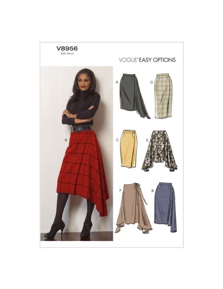 Patron Vogue 8956 A5 - Jupe portefeuille pour femme à pan asymétrique