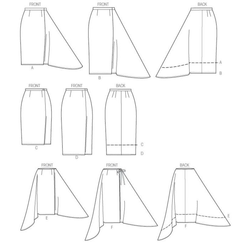 Patron Vogue 8956 A5 - Jupe portefeuille pour femme à pan asymétrique