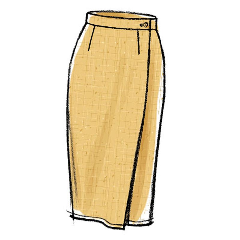 Patron Vogue 8956 A5 - Jupe portefeuille pour femme à pan asymétrique