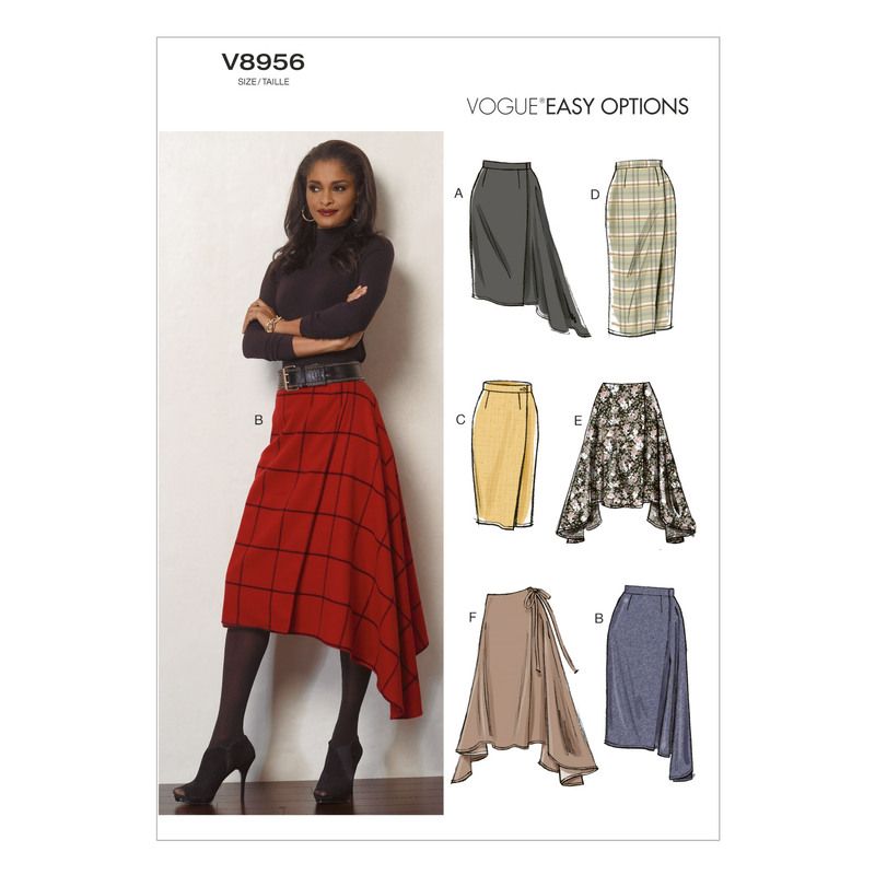 Patron Vogue 8956 E5 - Jupe portefeuille pour femme à pan asymétrique