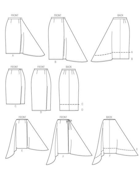 Patron Vogue 8956 E5 - Jupe portefeuille pour femme à pan asymétrique