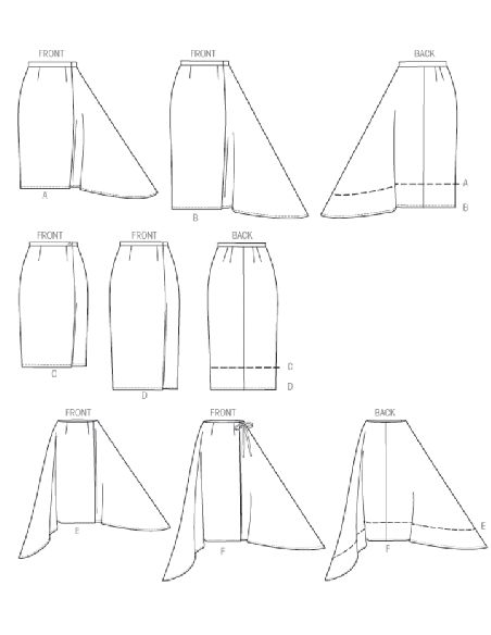 Patron Vogue 8956 E5 - Jupe portefeuille pour femme à pan asymétrique