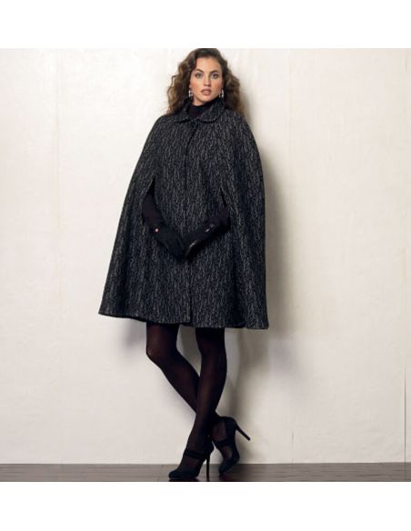 Patron Vogue 8959 Y - Veste-cape femme avec col rond à revers