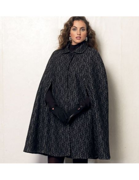 Patron Vogue 8959 Y - Veste-cape femme avec col rond à revers