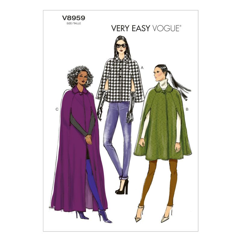 Patron Vogue 8959 Y - Veste-cape femme avec col rond à revers