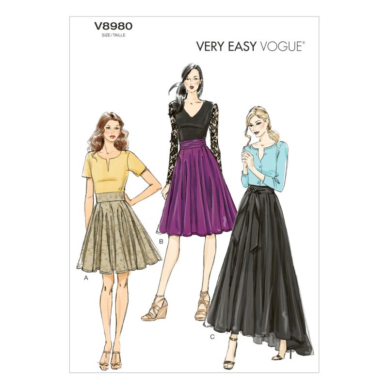 Patron Vogue 8980 A5 - Jupes plissées et évasées