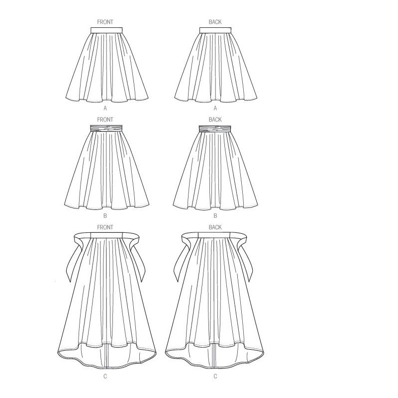 Patron Vogue 8980 A5 - Jupes plissées et évasées