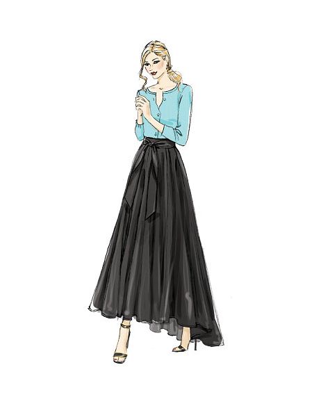 Patron Vogue 8980 E5 - Jupes plissées et évasées