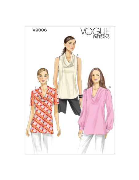 Patron Vogue 9006 B5 - Blouse/top femme, disponible avec ou sans manches