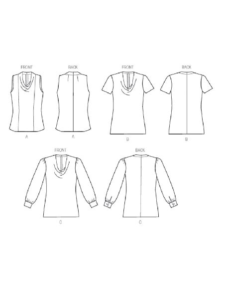 Patron Vogue 9006 B5 - Blouse/top femme, disponible avec ou sans manches