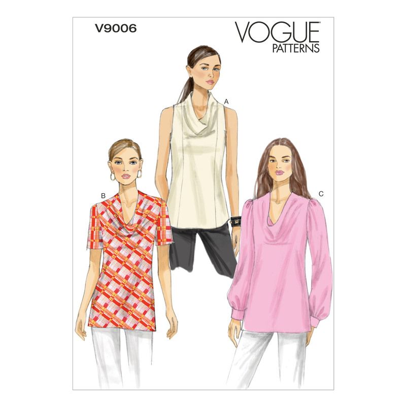Patron Vogue 9006 F5 - Blouse/top femme, disponible avec ou sans manches
