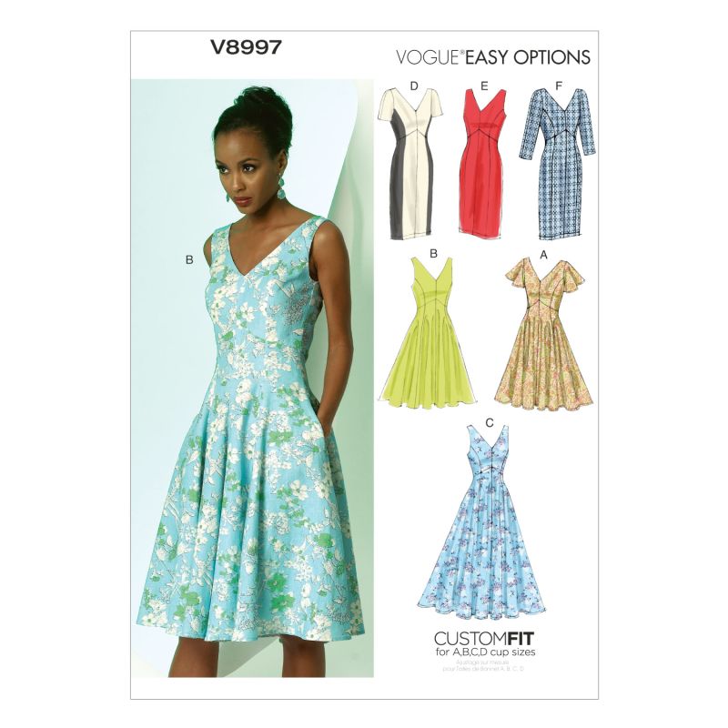 Patron Vogue 8997 A5 - Robes à coutures princesse, style fourreau ou évasé
