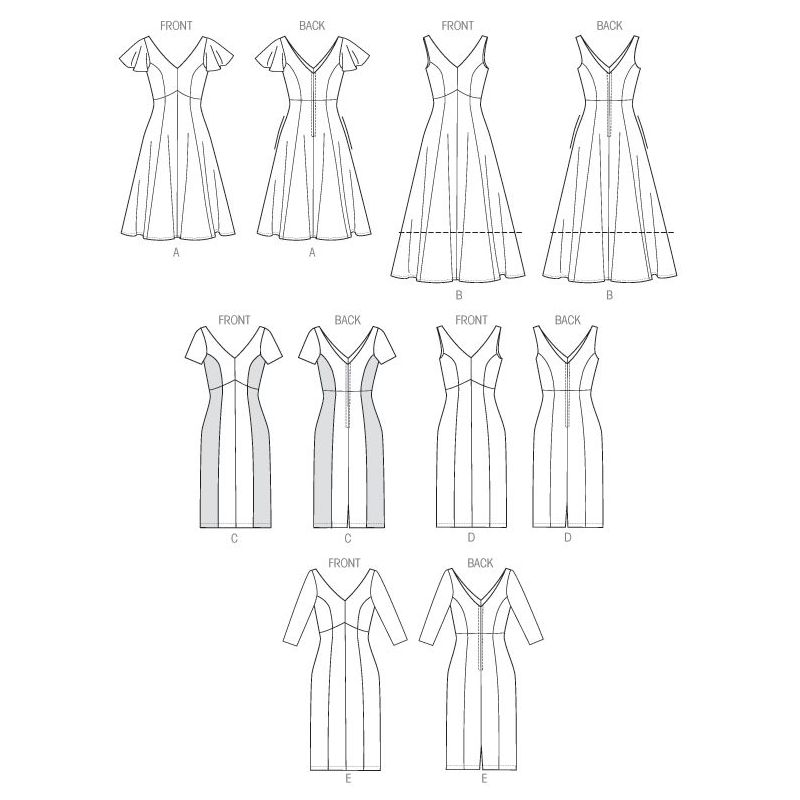 Patron Vogue 8997 A5 - Robes à coutures princesse, style fourreau ou évasé