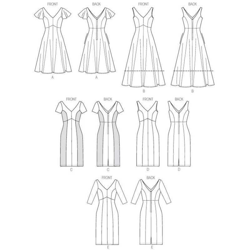 Patron Vogue 8997 A5 - Robes à coutures princesse, style fourreau ou évasé