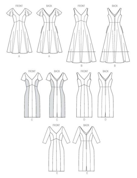 Patron Vogue 8997 A5 - Robes à coutures princesse, style fourreau ou évasé