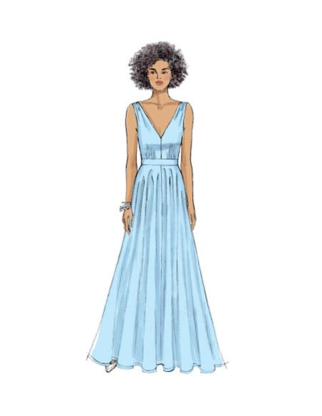 Patron Vogue 9053 A5 - Robes femme maxi et mi-longue avec décolleté en V profond