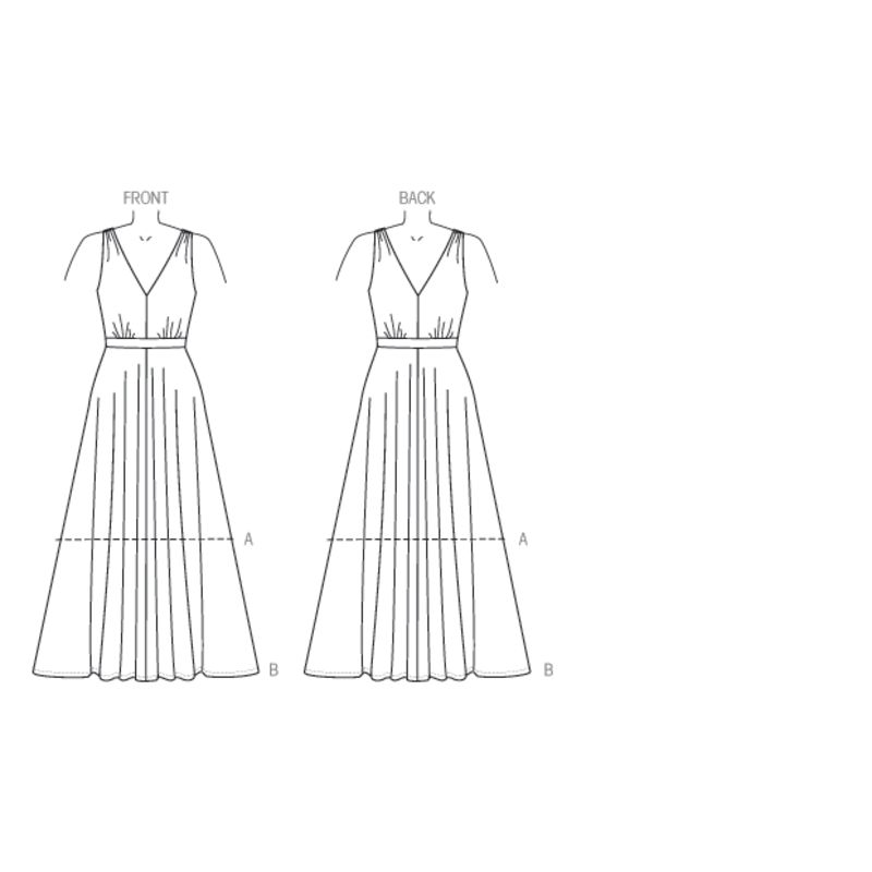 Patron Vogue 9053 E5 - Robes femme maxi et mi-longue avec décolleté en V profond