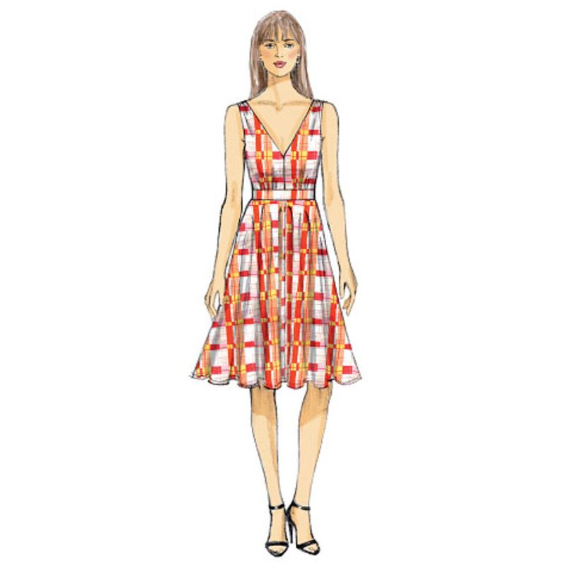 Patron Vogue 9053 E5 - Robes femme maxi et mi-longue avec décolleté en V profond